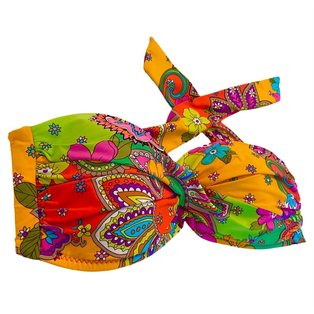 Trina Turk Bikini Top Size 8 Summer of Love Twist Bandeau